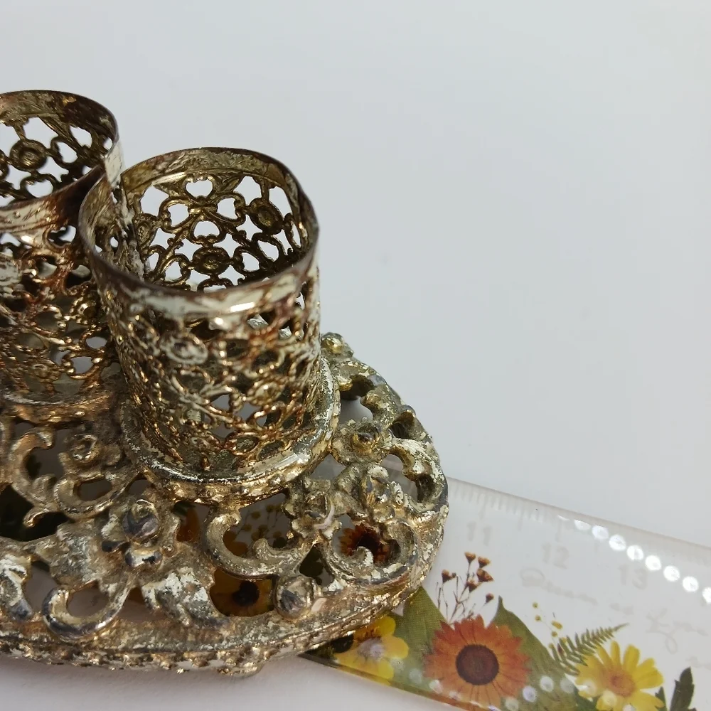 Antique Pen Lipstick or Make up Holder 3 Slots Mid Century Hollywood Regency